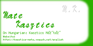 mate kasztics business card